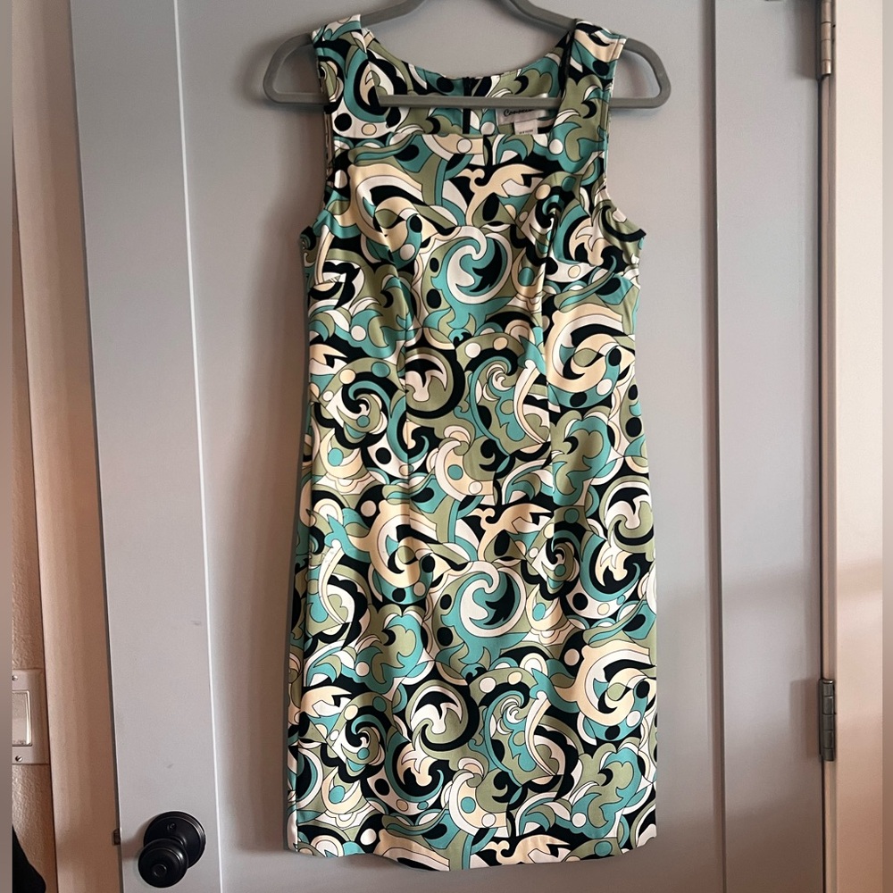Green and blue 60s mod mini dress